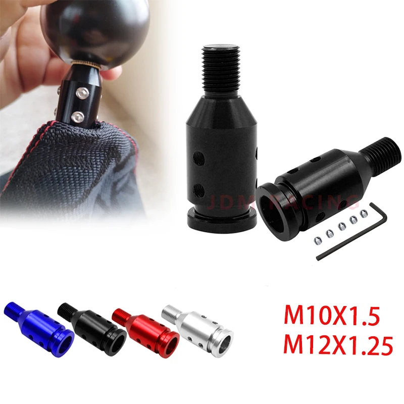 Universal Aluminum Alloy Car Auto Gear Manual Shift Knob Adapter Black for Non Threaded Shifters M12x1.25 M10x1.5