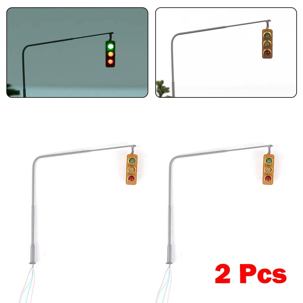 

2pcs HO/OO Traffic Light Signal Lamp Model Train LED Model Signals 3 Lights 1:87 Building Sand Table Accessories Garden Decor