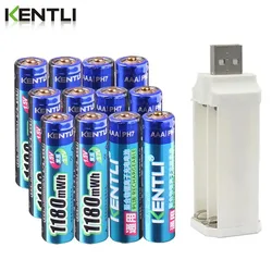 KENTLI 1.5v 1180mWh aaa polymer lithium li-ion rechargeable batteries battery + 4 slots  smart lithium li-ion charger