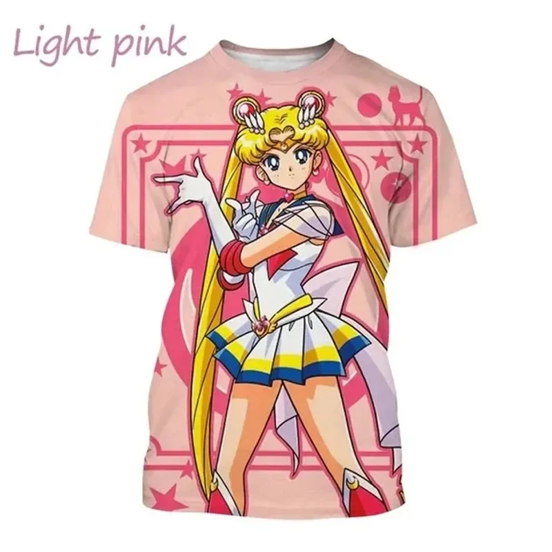 2024 New Summer Sailor Moon 3D Printed Cotton T Kids Clothes Girls T Girl Clothes  Kids Clothes Boys