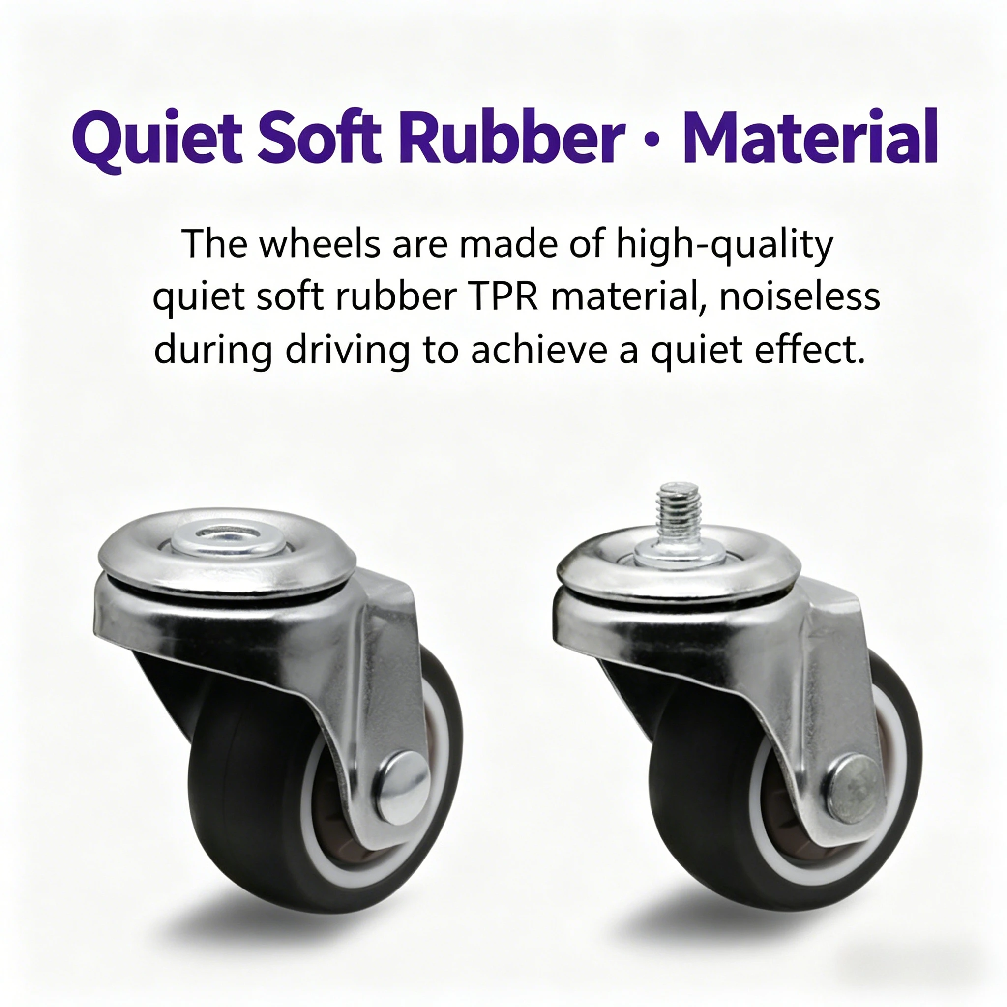 2 Inch TPR Noise-Reducing Swivel Casters, M6/M8 Stem for Shopping Cart & Honeycomb Panel Furniture Wheel Desk Chair Мебель