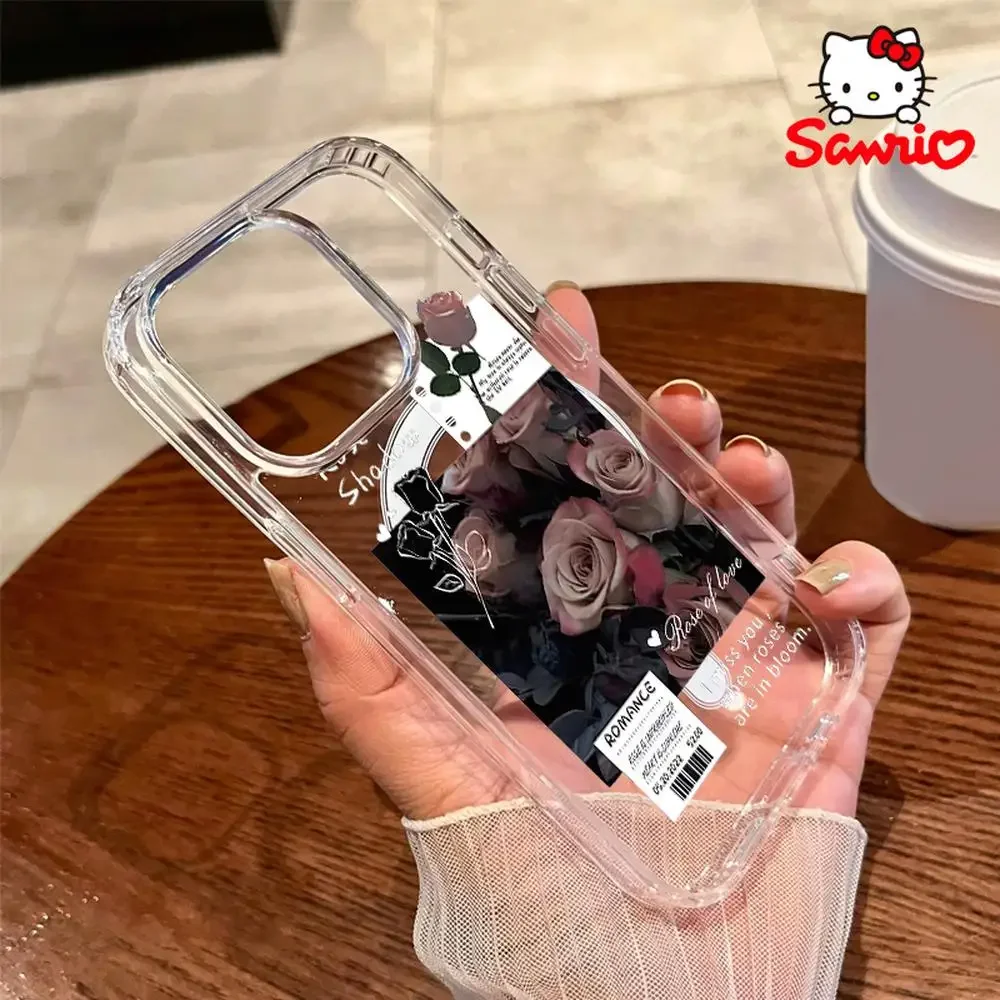 Sanrio hellokitty capa de telefone prevenção de queda iphone 16/15/14/13/12/11 menina iphone 16 promax caso olá kitty anime acessório