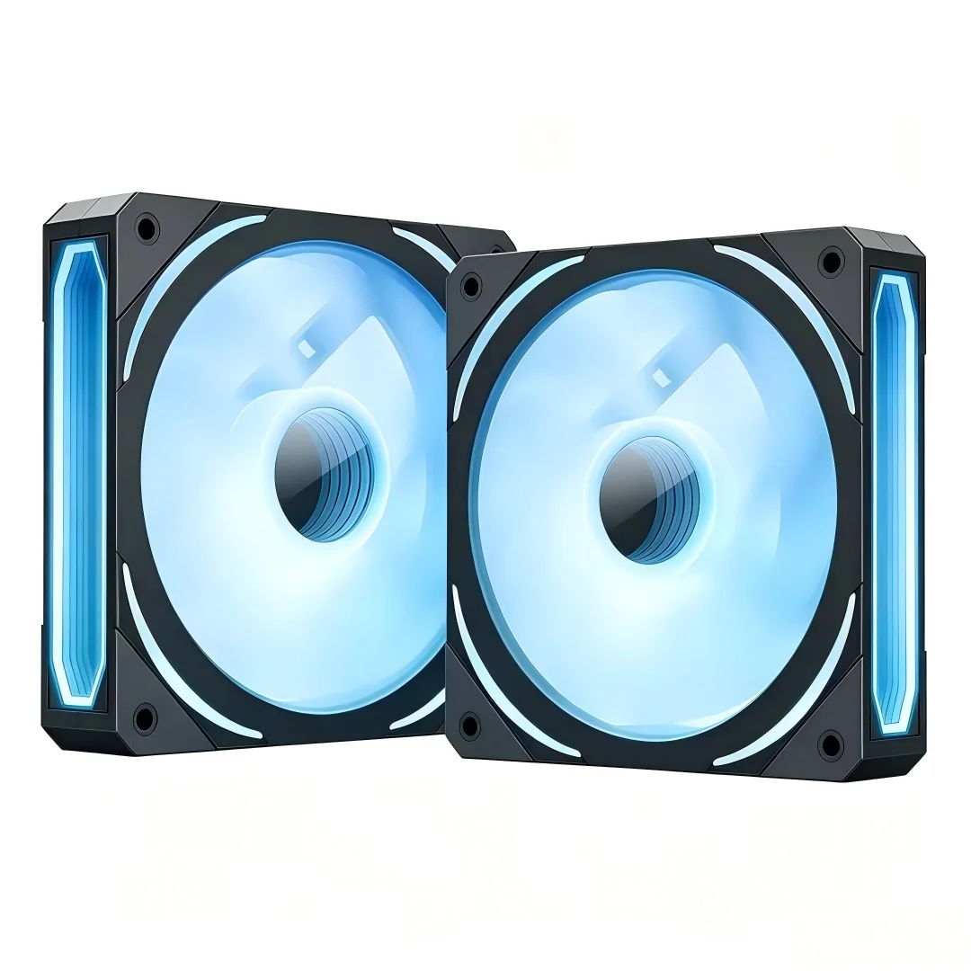 2 Pack 120mm ARGB PC Case Fan – Infinity Mirror Design, 4-Pin PWM Control, 5V 3-Pin ARGB Lighting, for Radiator or Computer