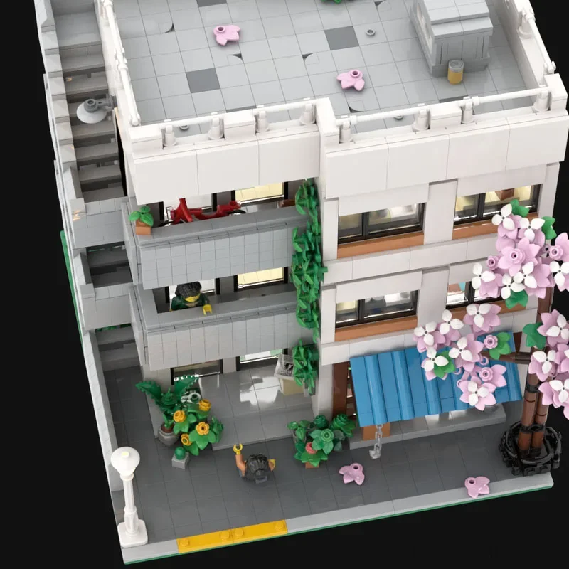 Moc ビルディングブロックストリートビューモデルガーデンアパートビルディングテクノロジーモジュラー子供のギフトおもちゃ DIY セットアセンブリ