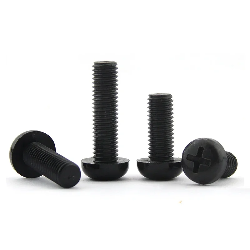 10/ 20/ 50pcs Black White Nylon Plastic Phillips Pan Head Cross Round Screw Bolt M2 M2.5 M3 M4 M5 M6 M8 Length 4-50mm