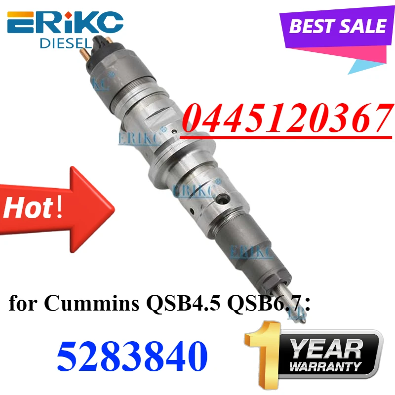 

New 0445120367 Common Rail Diesel Injector 0 445 120 367 Fuel Engine Spray 0445 120 367 for Cummins QSB4.5 QSB6.7 5283840
