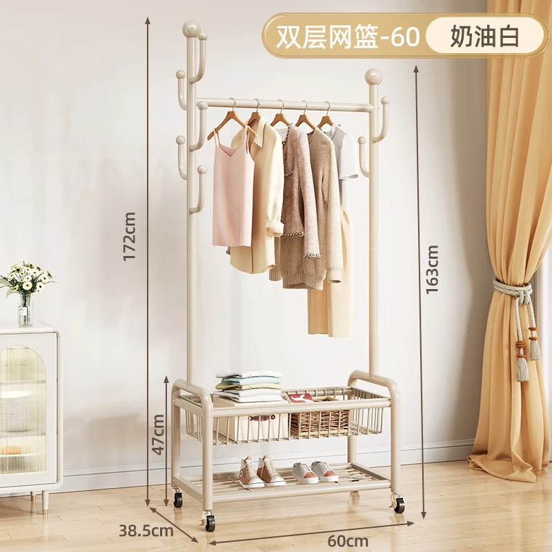 Movable Clothes Rack Floor Hanger Stand Storage Wardrobe Hat Stand Storage Box Bedroom Furniture perchero de pie Coat Rack Hook