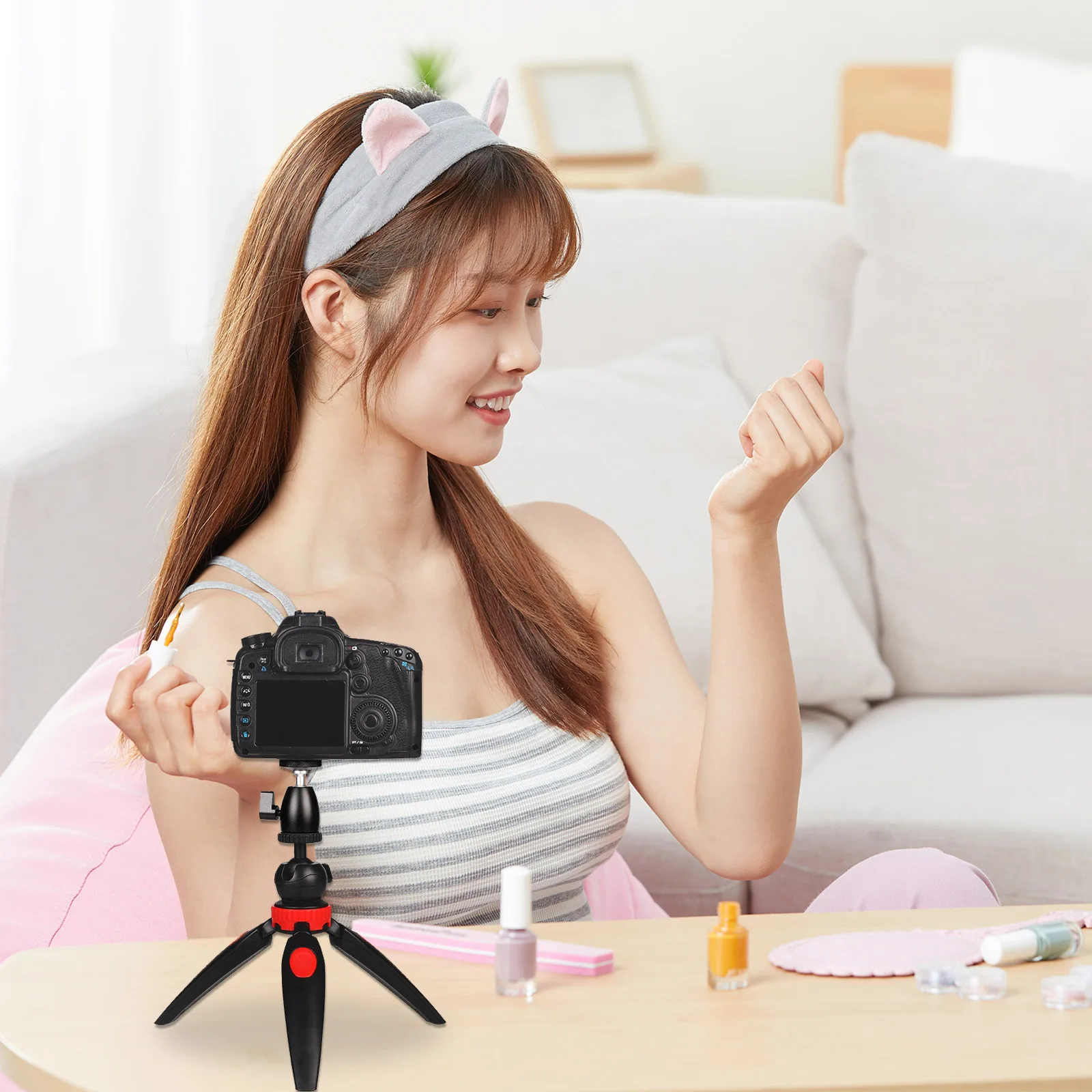 

2pcs Aluminum Mini Tripod Ball Head 1/4 Inch Screw 360 Degree Swivel Tilt Camera Mount For Dslr Led Light Selfie Stick Studio