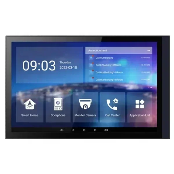 หน้าจอสัมผัสใหม่ล่าสุด 10 นิ้ว Zigbee POE Android 10.0 วิดีโอระบบอินเตอร์คอม
