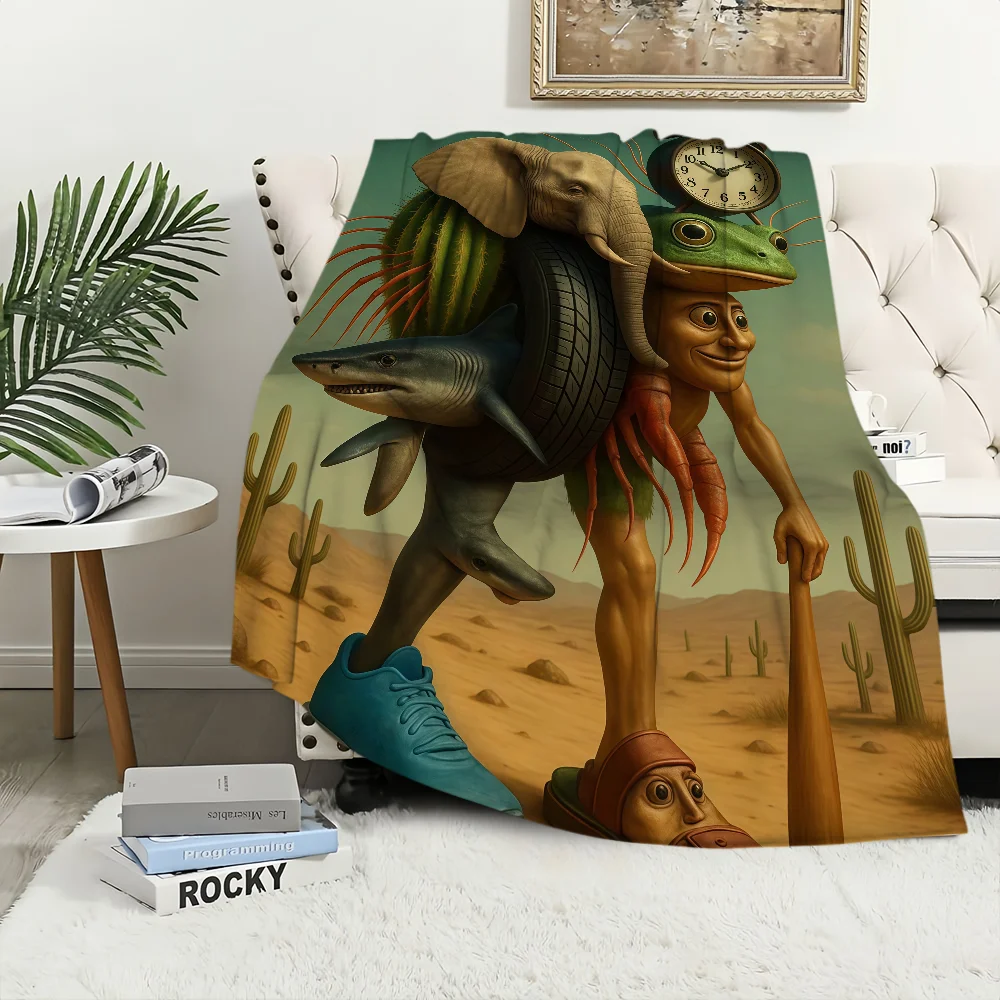 Итальянское одеяло Brainrot Meme, фланелевое теплое удобное мягкое плюшевое одеяло для пикника, кровати, диванов, дома и спальни