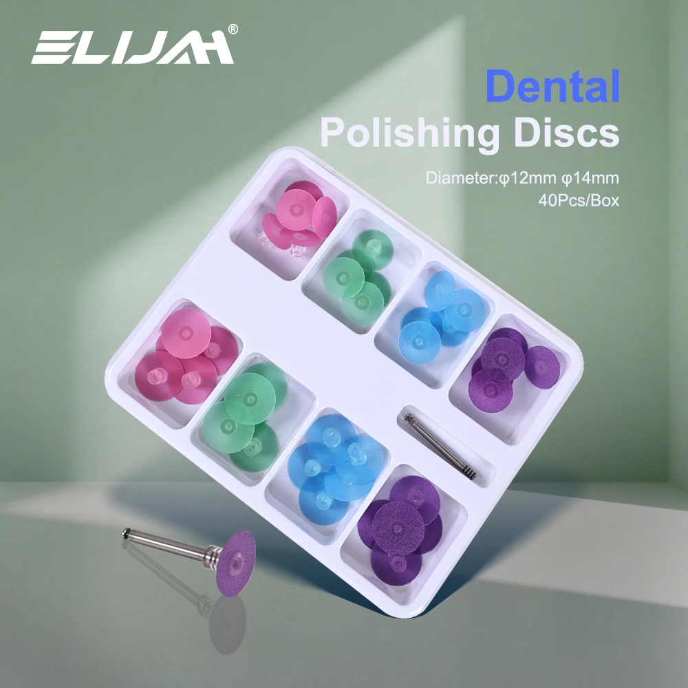 

ELIJAH 40Pcs/Box Dental Polishing Discs Kit Rainbow Dental Oral Resin Polishing Discs Set Dentistry Finishing Instrument Tools