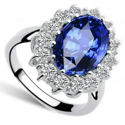 AAAA+ real zircon stone Royal Blue Ring William Kate Queen Crystal fashion jewelry dropshipping girl birthday gift quality lover