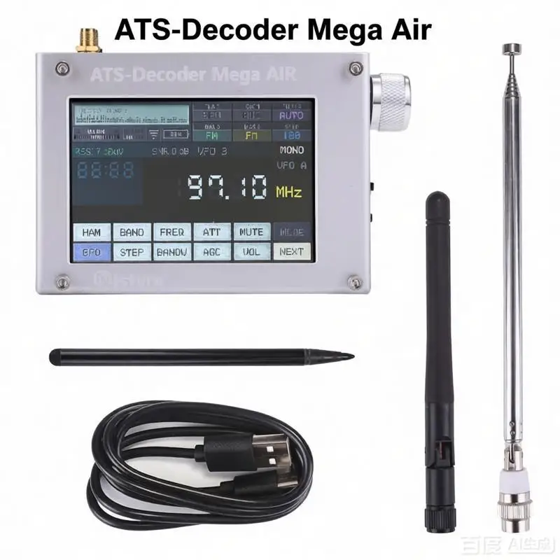 ATS-Decoder Mega Air V4.2x 4inch Si4735 Full Band Radio Receiver FM RDS AM Bluetooth with 4-inch Touch Screen  WiFi SSB/CW/RTTY/