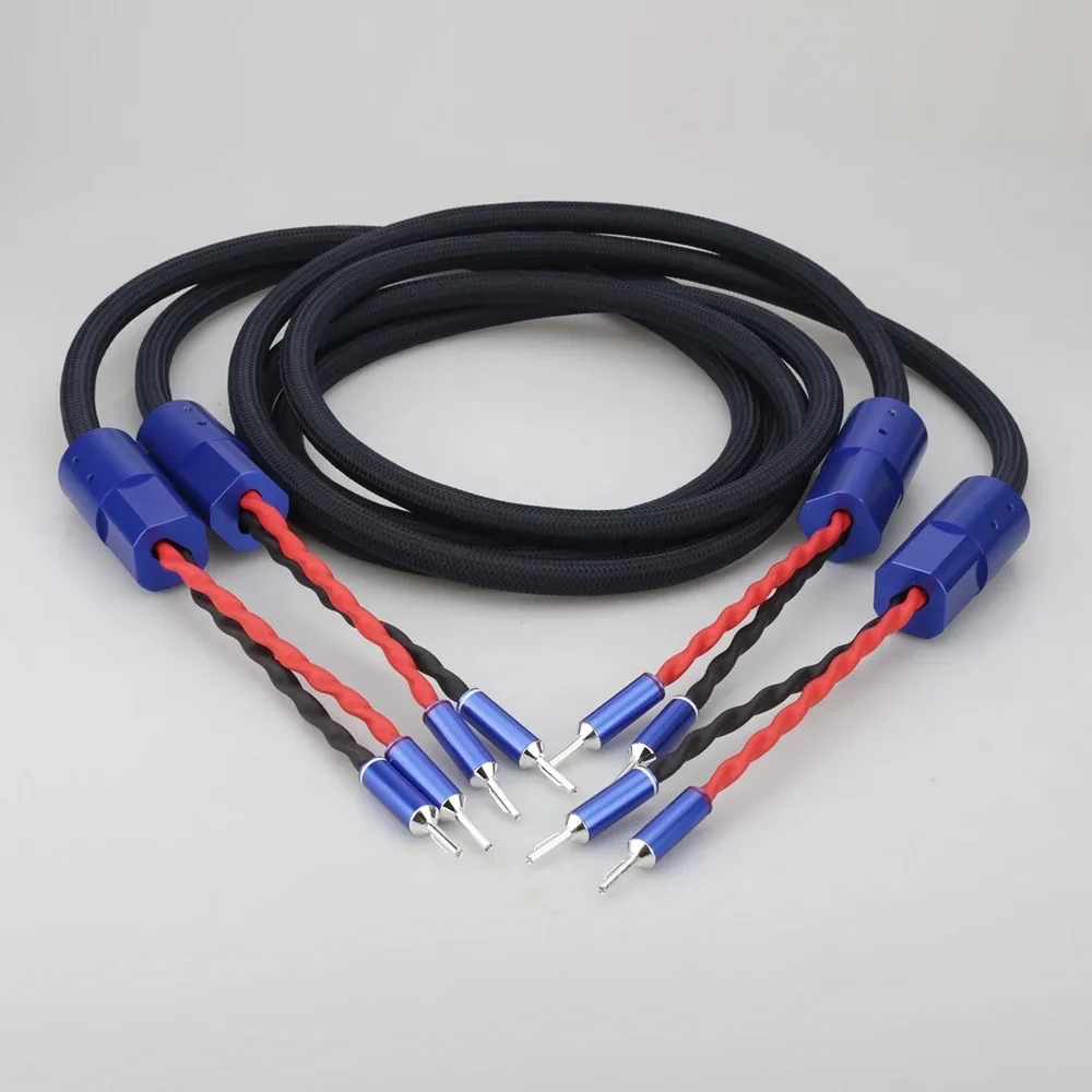 كابل مكبر صوت أوديوفيلي مطلي بالفضة ، قابس من الموز إلى الموز ، كابل مكبر صوت ، مكبر صوت HiFi ، زوج ، Audiocrast ، SC005