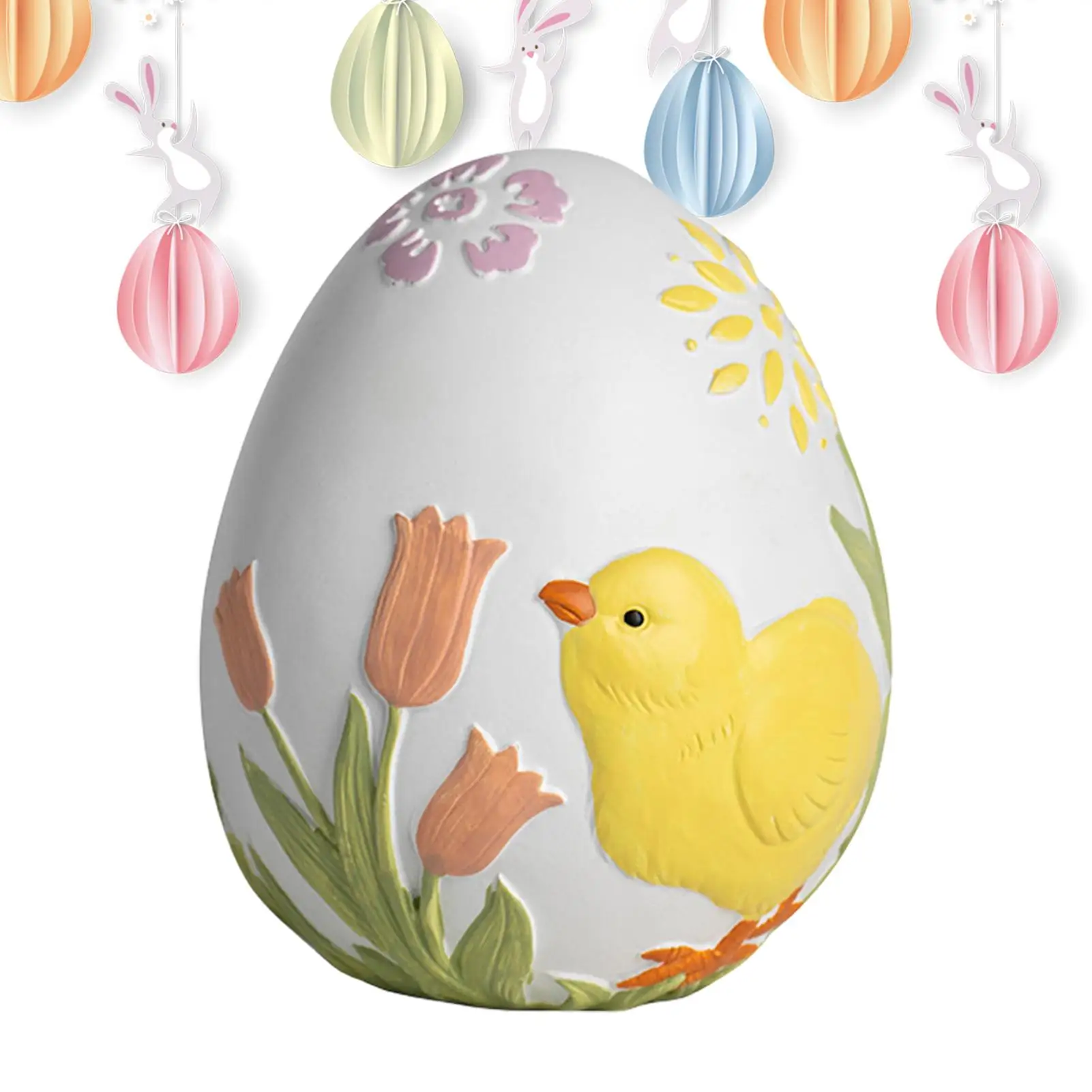 

Desk Statue Home Decor Carved Egg Statue Waterproof Resin Figurine with Delicate Carving for Tabletop Shelf Bedroom Holiday