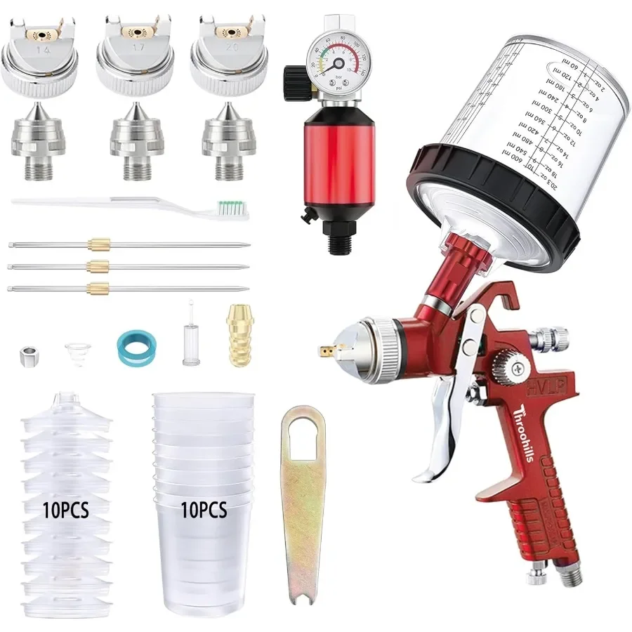 Professional HVLP Spray Gun with 1.4 1.7 2.0mm Nozzle for HighPerformance Painting Applications Adjustable Flow and High Atomiz