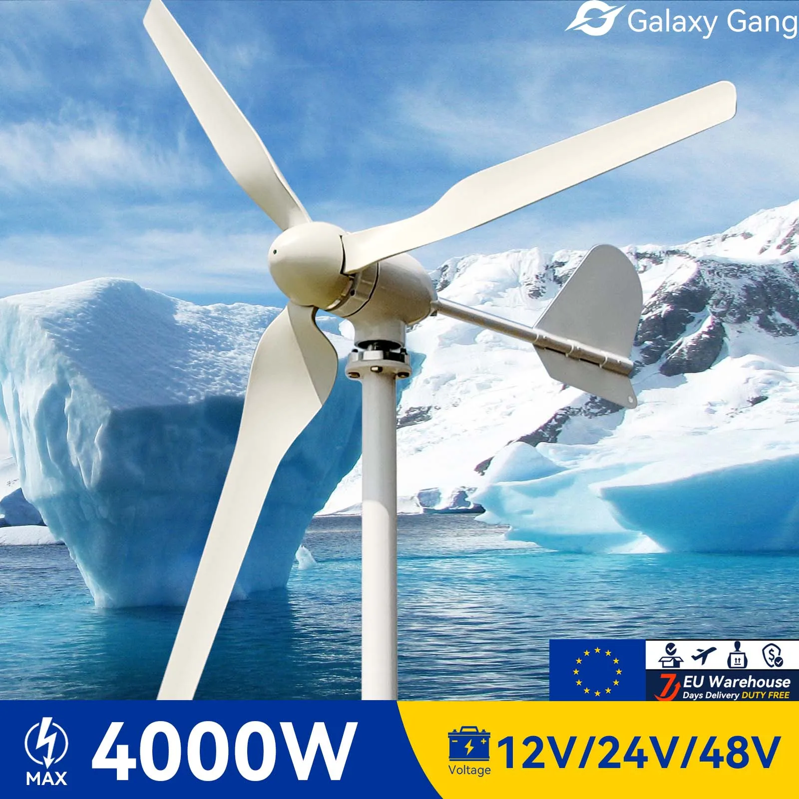 Galaxy Gang  Wind Turbine Generator 48v 12v 24v Home Use 3KW 3 Blades 3000W  Windmill With Mppt Charge Controller Model GGM3