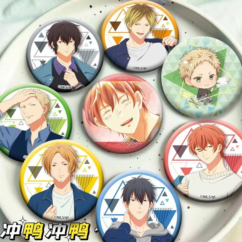 BL Manga G-GIVEN Pins Mafuyu Ritsuka Haruki Akihiko Cartoon Badge Round Anime Brooches Backpack Hat Accessories Daily Ornament