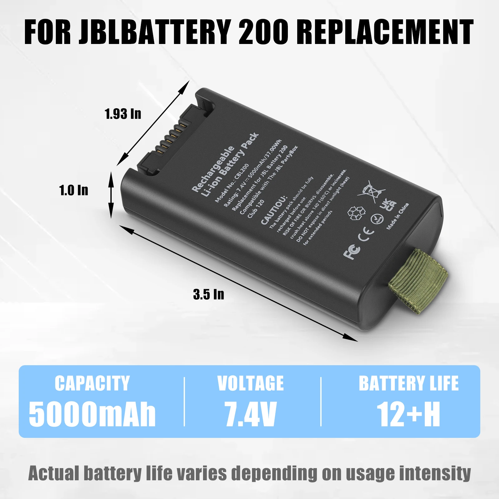 

5000mAh Replacement Battery for JBL Partbox Club 120 Battery 200 Bluetooth Speaker 7.4V Li-ion FG2CELL21201H FG2CELL21700P