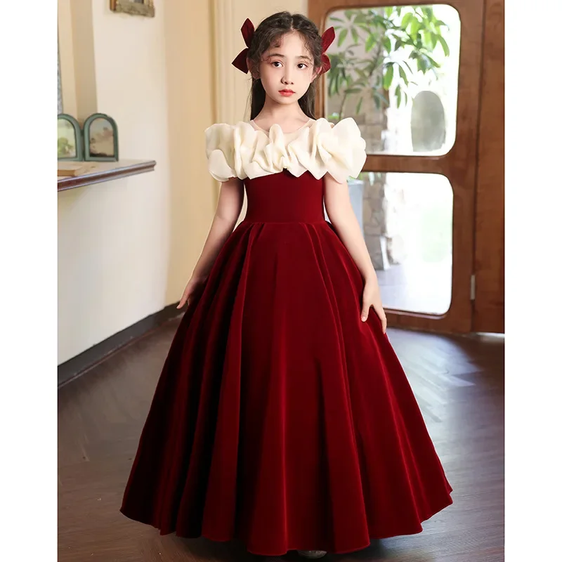 

Baby Girl christmas Dress red velvet birthday Party Wedding children Beauty Pageant Princess Ball Gown evening dress