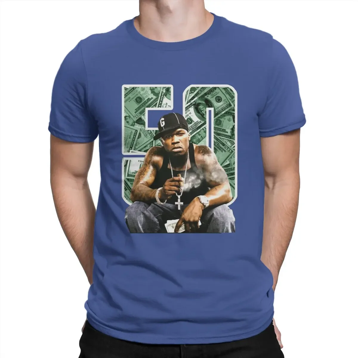 fashion Men's T-Shirt Popular American Rap Singer Amazing Cotton Tees Short Sleeve 50 Cent T Shirt Round Collar Clothing Summer