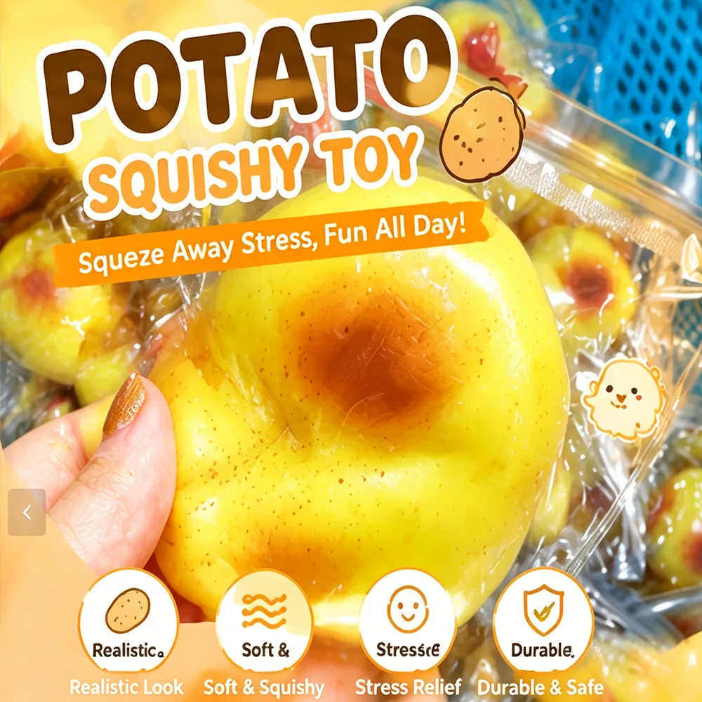 

Slow Rising Potato Squishy Toy Water Sensory Squeeze Fidget Anti Stress Anxiety Relief Simulation Fake Food Office Desk Gadget