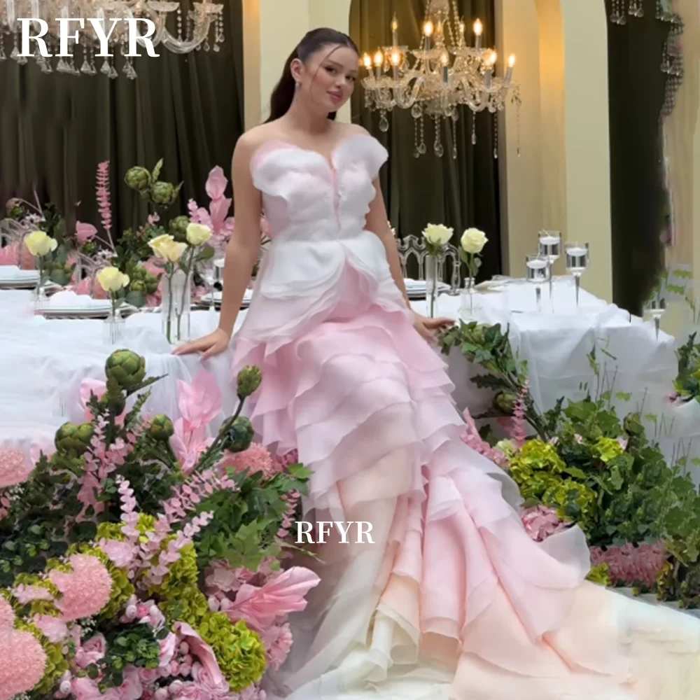 

RFYR Luxury Prom Dress Multilayers Evening Dress Ruffles Lace Up Back Party Dress Pearls Elegant Princess Gowns Customized
