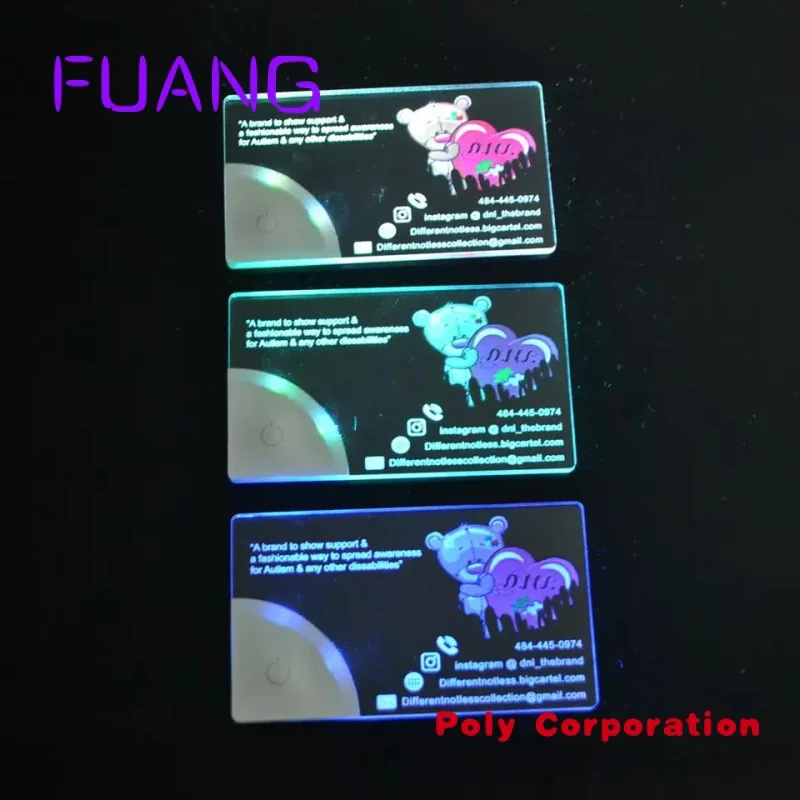 Customized Acrylic Invitation Card Luminous Luxury Metal Business Card Blank Card NFC