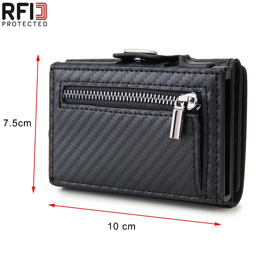 Rfid Carbon Fiber Card Holder Men Wallets Slim Thin Coin Pocket ID Bank Credit Cardholder Case Aluminum Minimalist Smart Wallet