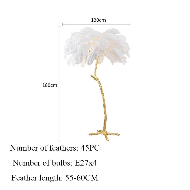 Nowoczesny lampa LED podłogowa salon jadalnia sypialnia biuro wystrój wnętrz światło podłogowe z piór oprawa oświetleniowa lampa stojąca