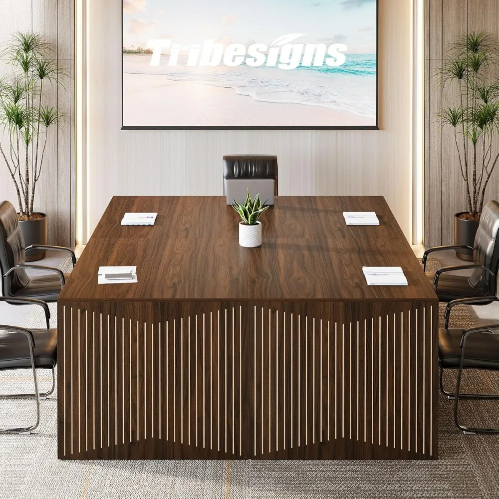 6.5FT Conference Table, 78.74" L x 27.5" W Rectangular Meeting Table with Heavy Duty Legs, Modern Seminar Boardroom Table for O