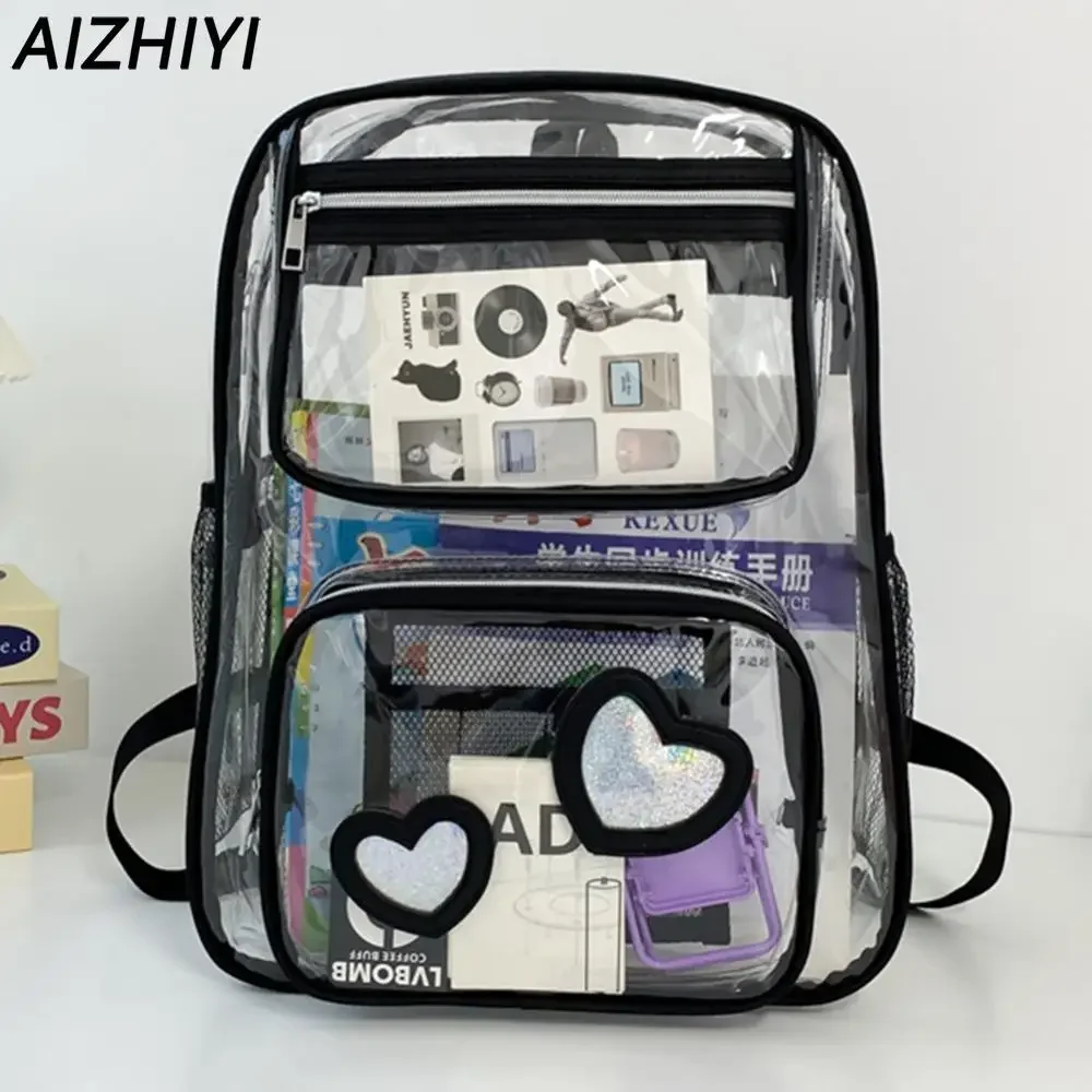 Clear Backpack Heavy Duty PVC Transparent Cute School Bag for Girls Teenage See Through Book Bag for Students School Backpack