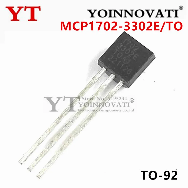 10pcs/lot MCP1702-3302E/TO MCP1702-3302E 1702 MCP1702  3.3V 0.25A TO-92