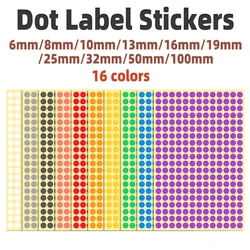 6mm-100mm Self Adhesive Dot Label Stickers 15 Sheets Multi Color and Size Round Stickers for Food Containers/Scrapbook/Packaging