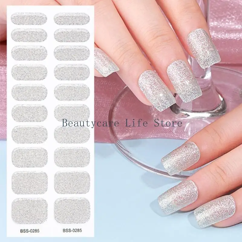 

652C Semi Cured Gel Nail Strips Long Lasting Gel Nail Stickers Waterproof Nail Wraps UV Nail Polsih Stickers for Women