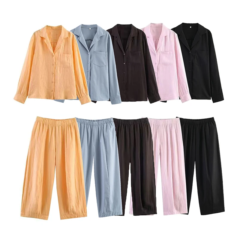 

Summer Women's Suit Casual Loose Shirts Top High Waist Wide Leg Pants 2026 Fashion Blouses Trousers 2-piece Set
