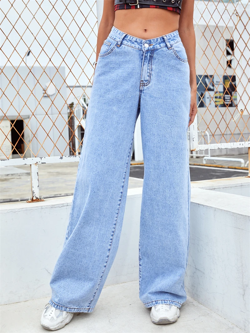 

Fashion Jeans Pants Women Y2K Clothing High Waist Wide Leg Pants Streetwear Stretch Denim Trousers Vintage Jeans Straight Pants