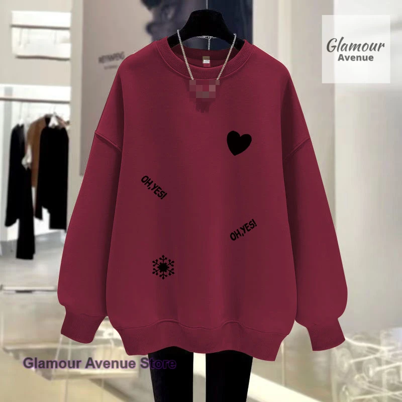 Korean version of Fat Mom Sweater Women Plus Size Middle-aged Spring and Autumn New Loose Slim Round Neck Long Sleeve Shirt