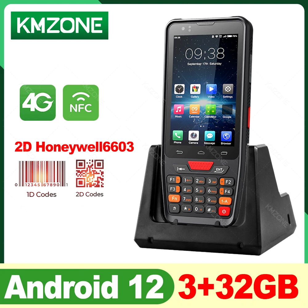 

Ручной терминал КПК Android 12, сборщик данных со штрих-кодом, 2D QR-сканер, NFC, 4G, Wi-Fi, Bluetooth, 3G + 32G RAM + ROM