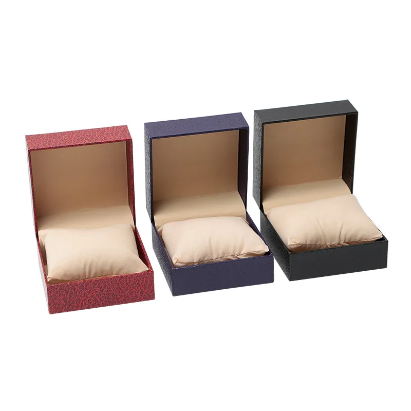 Wholesale Gift Watch Box Litchi Pattern Flip Watch Case Gift Jewelry Packaging Special Box Free Carving Logo Watch Storage BoxCu