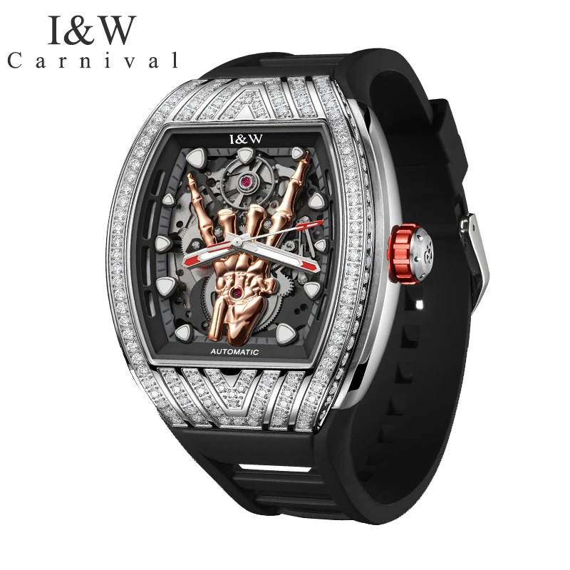 

Carnival Brand IW High-End Golden Finger Series Luxury Imported Movement Mechanical Watch Men 50M Waterproof Skeleton Watch Mens