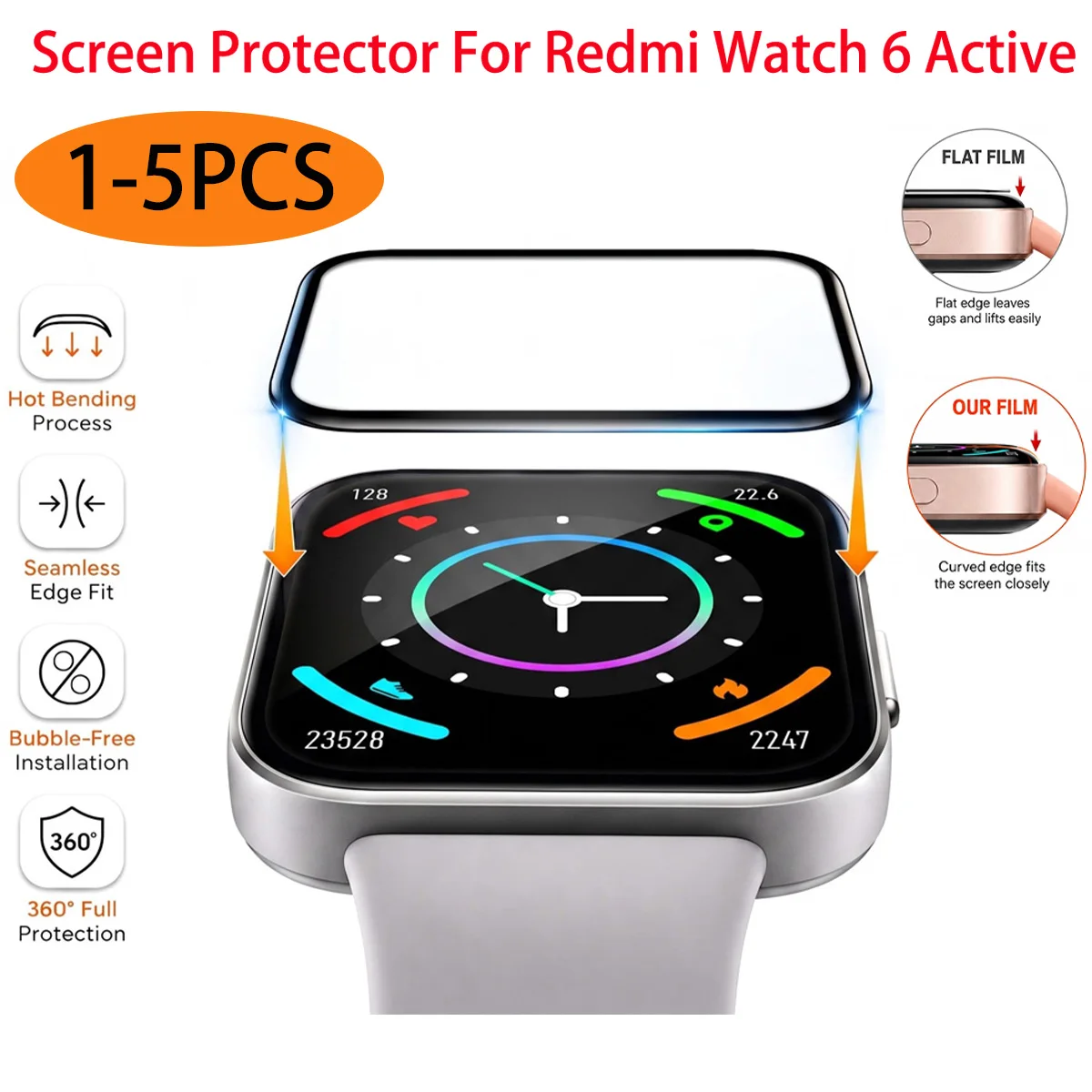 1-5PCS Hot-Bending Composite Soft Film for Redmi Watch 6 Active Sreen Protector Anti-scratch Protective Film