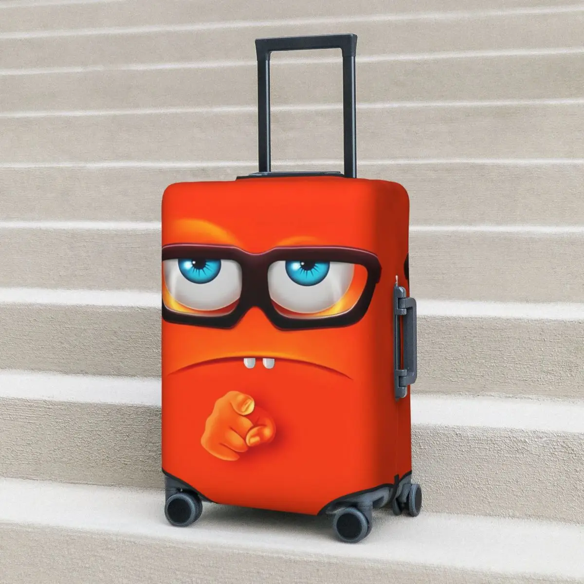 Wearing Glasses Expression Suitcase Cover Funny Cartoon Cruise Trip Protector Flight Fun Luggage Accesories