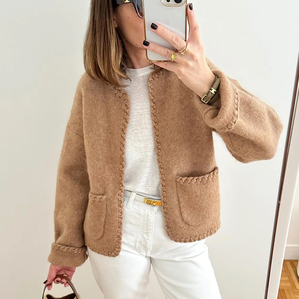 

Wool and Mohair Blended Loose Knit Cardigan Women Winter Spring Designer Casual Sweater Outerwear Fashion Cardigans Streetwear