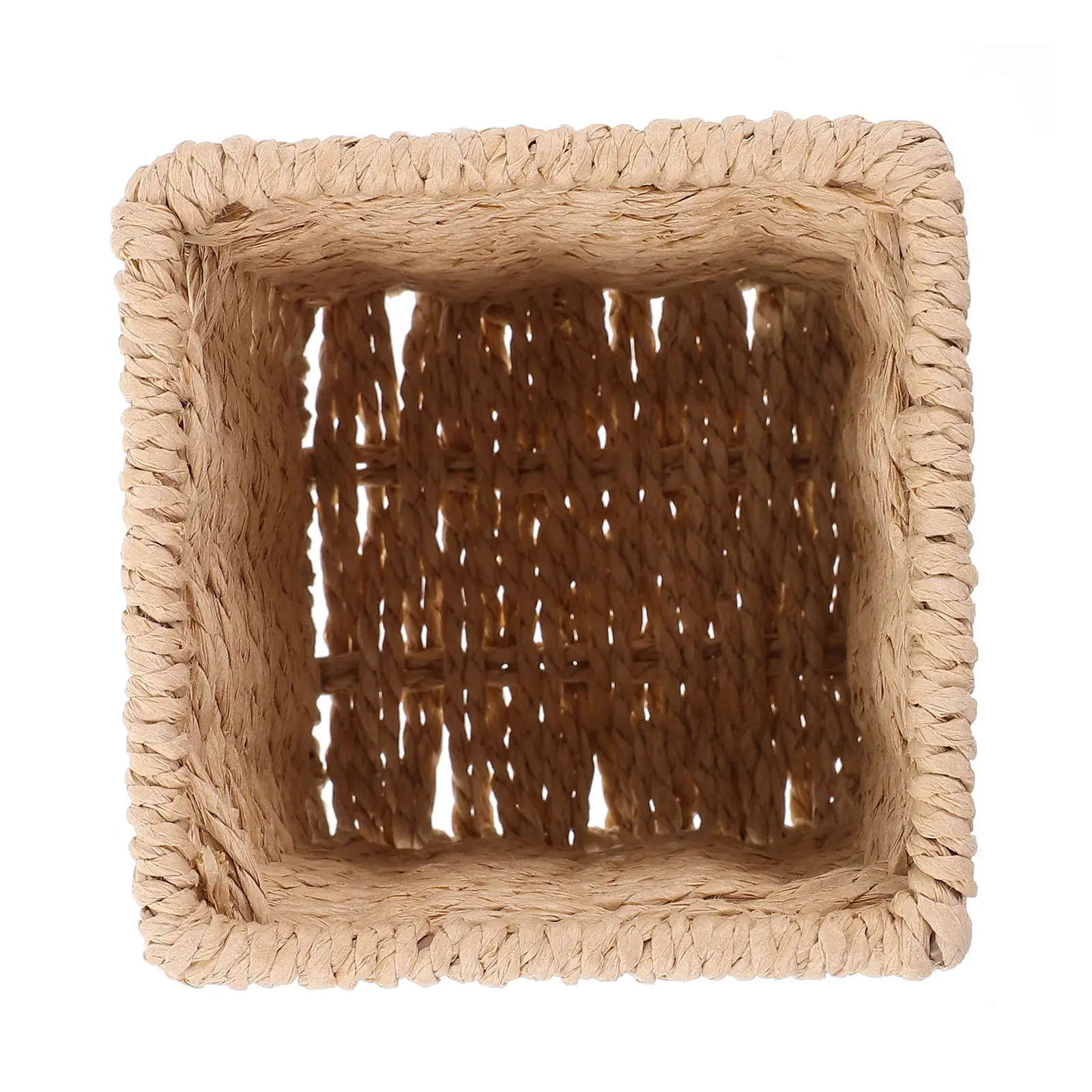 Woven Paper Rope Desk Pen Holder Pencil Organizer for Stationery Makeup Brushes Vertical Storage Basket Office Home Organizer