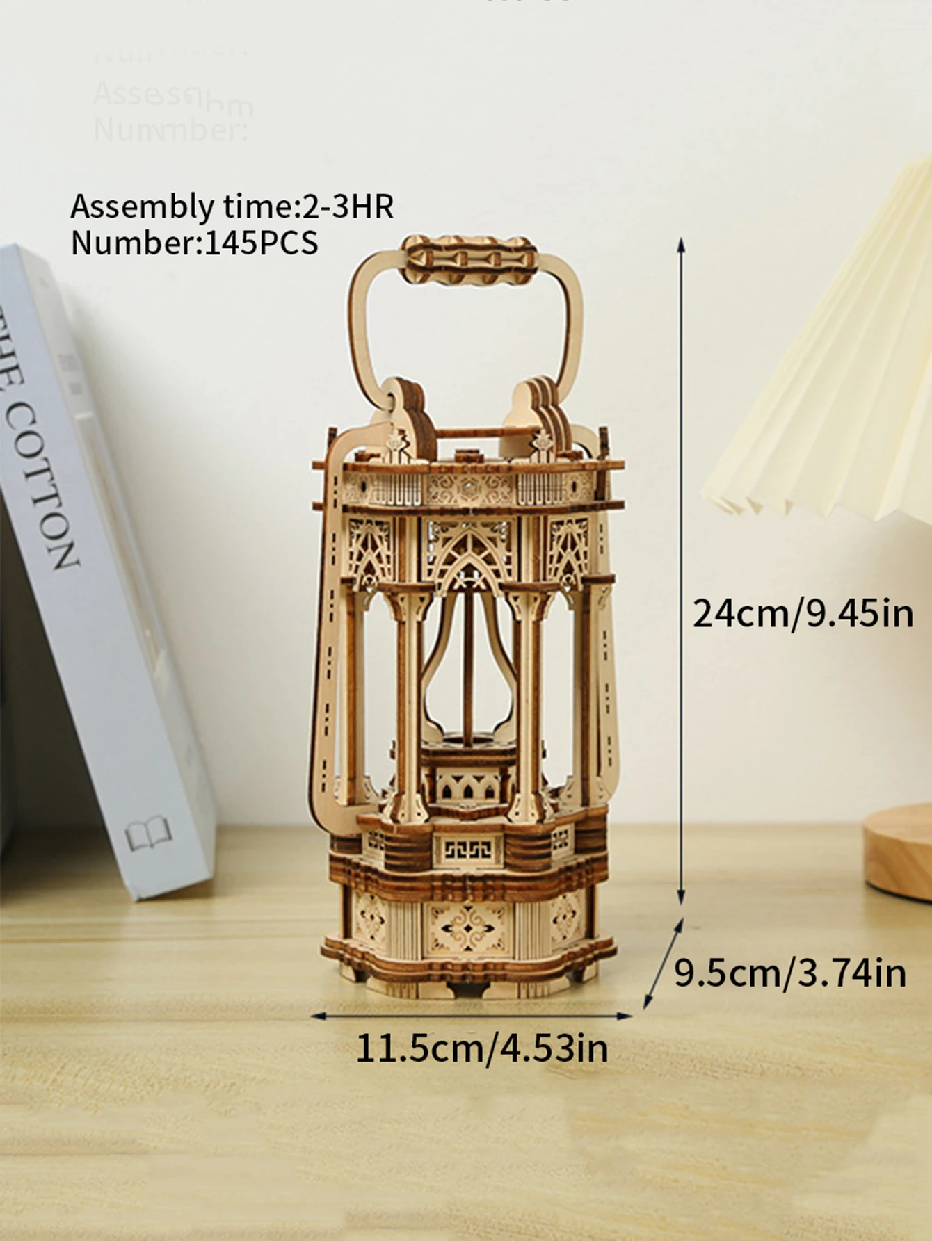 3D Wooden Puzzles DIY Rotating Vintage LED Lantern Hands-on Activity Desk Decor Gifts for Teens