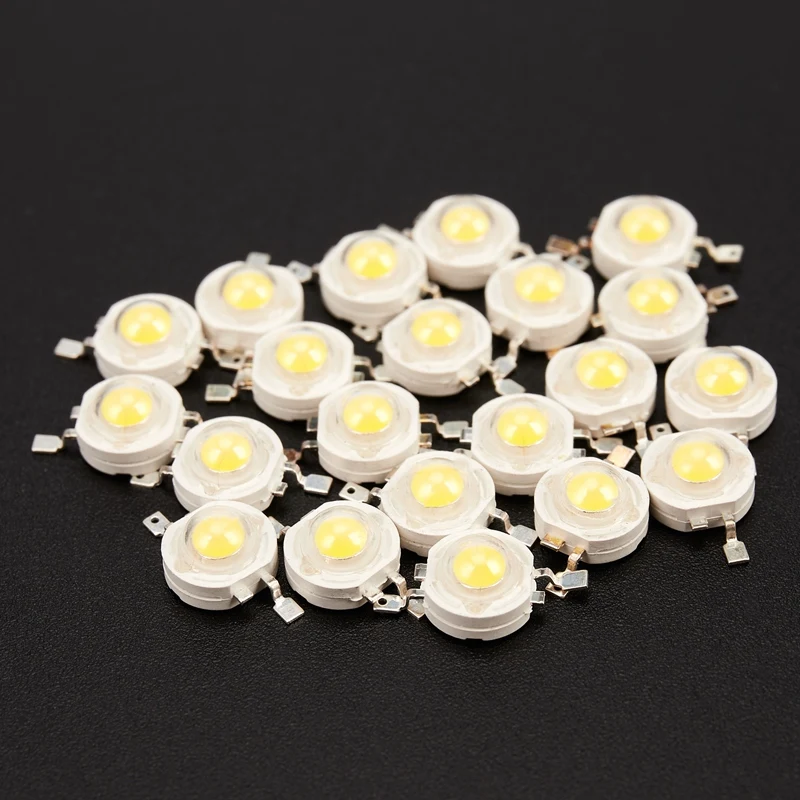 20Pcs High Power Led Diodes 1W Ultra Bright 3000K 100-120Lm Brightness Warm White Led Lamp Beads