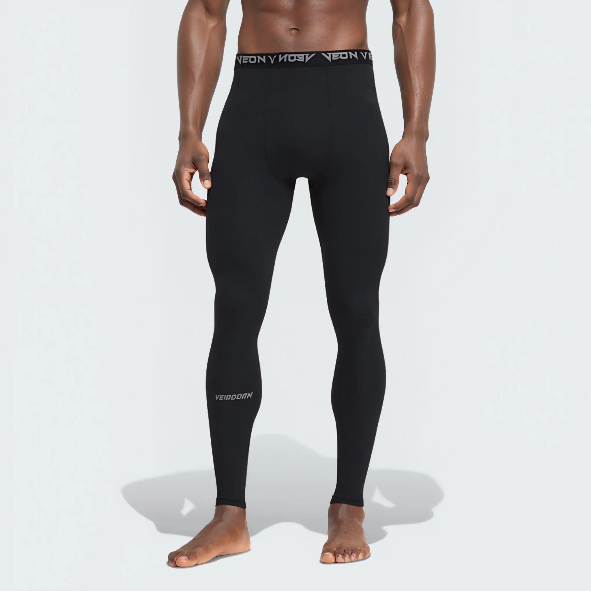 Veidoorn Men's Thermal Fleece Lined Leggings High Waist Compression Tights for Running Workout Gym Cold Weather Sports