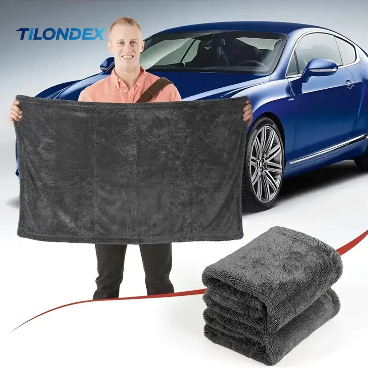 TILONDEX Dark Gray Car Microfiber Towel, Oversized Strong Absorbent Car Wash Cloth, High-efficiency Cleaning Wipe Cloth