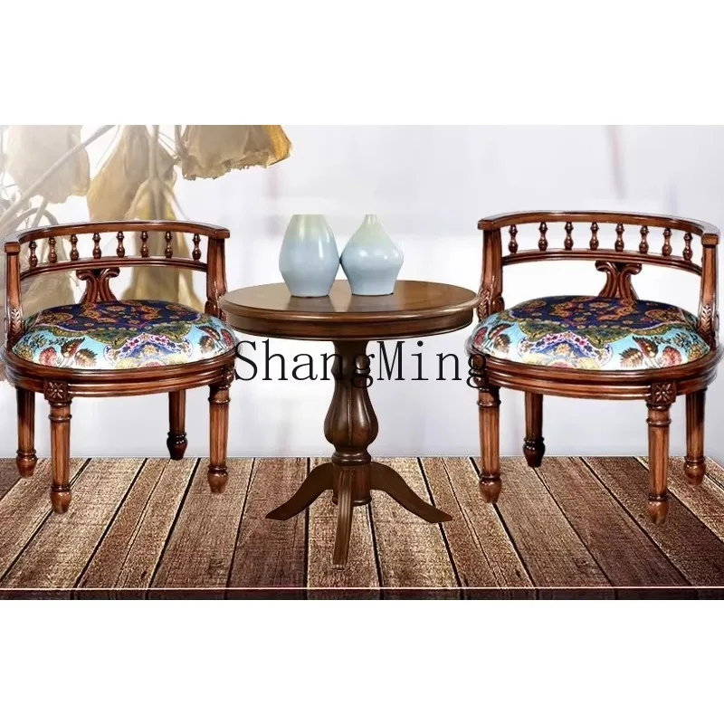 

ZYY solid wood double sofa chair bedroom bedside stool green leisure bench balcony sofa chair